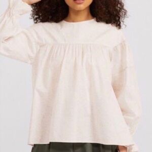 ANNA SUI x Uniqlo Womens White Gray Print Long Sleeve Detail Cotton Shir…